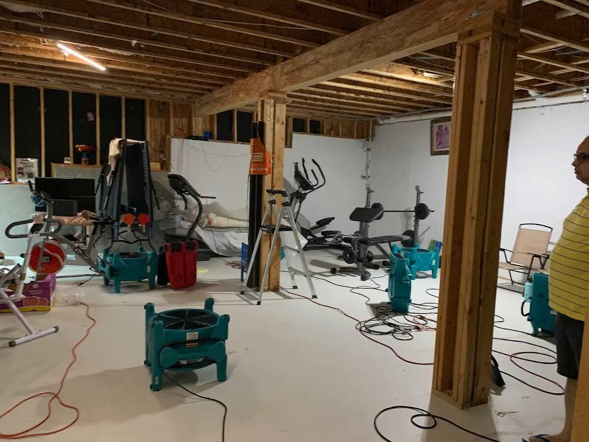 Basement drying equipment setup for Structural Drying in Fairborn